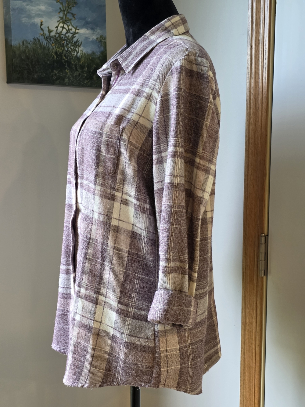 KÜHL Kamila.Flannel Shirt In Women's Large. Purple and White Plaid. - Picture 2 of 10
